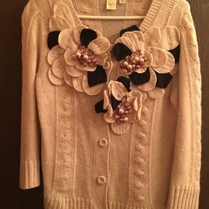 Anthropology unique flower cardigan/sweater
